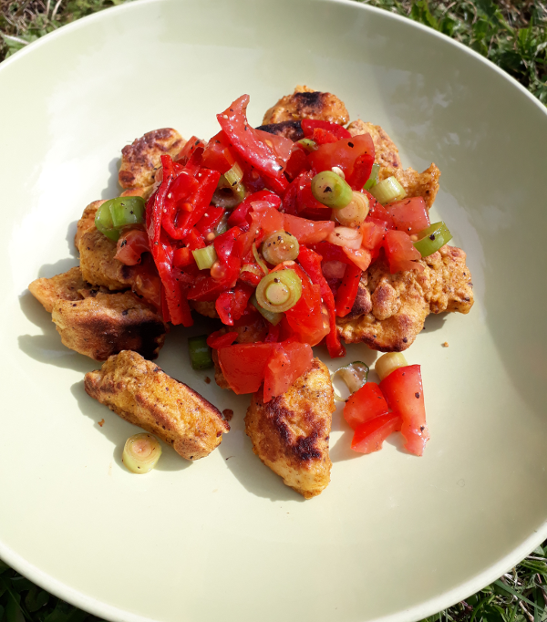 Eggy bread and tomato salad